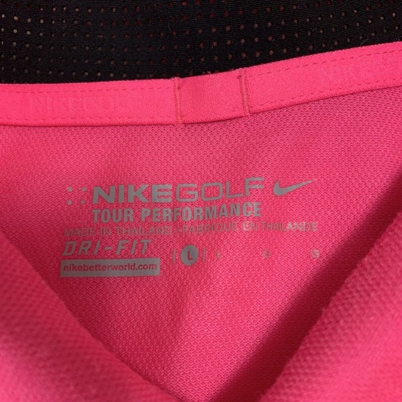 Nike Golf Polo Shirt Mens L Pink Short Sleeve Tour Performance Casual Stretch - Picture 4 of 8